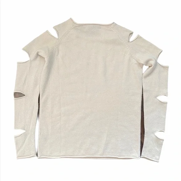 360 Cashmere Cream Cutout Cashmere Sweater Extra Small - Picture 3 of 11